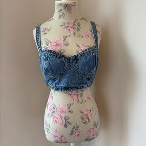 Ardene Blue Denim Smocked Top